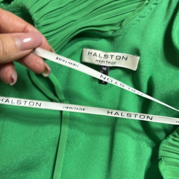Halston Heritage green high low midi dress, US10 - Picture 12 of 13
